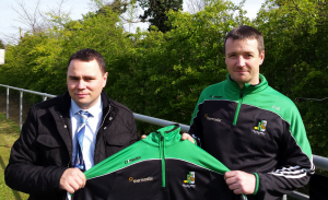 Thermodial sponsorship presentation - Mark Carrick [l], Thermodial Director and Christy Breen [r], Innisfail GAA