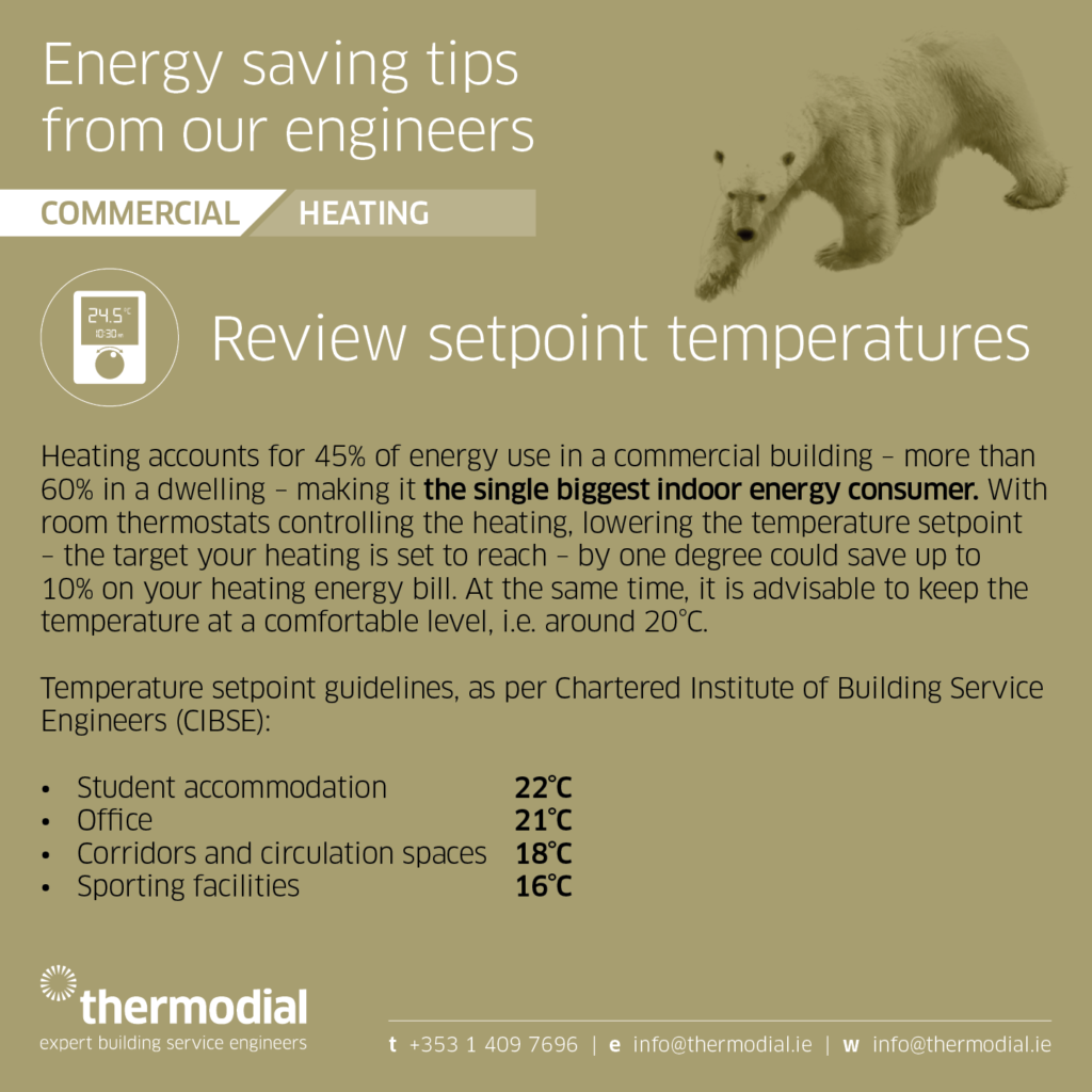 Review setpoint temperatures - Thermodial commercial HVAC energy saving tip, Monday