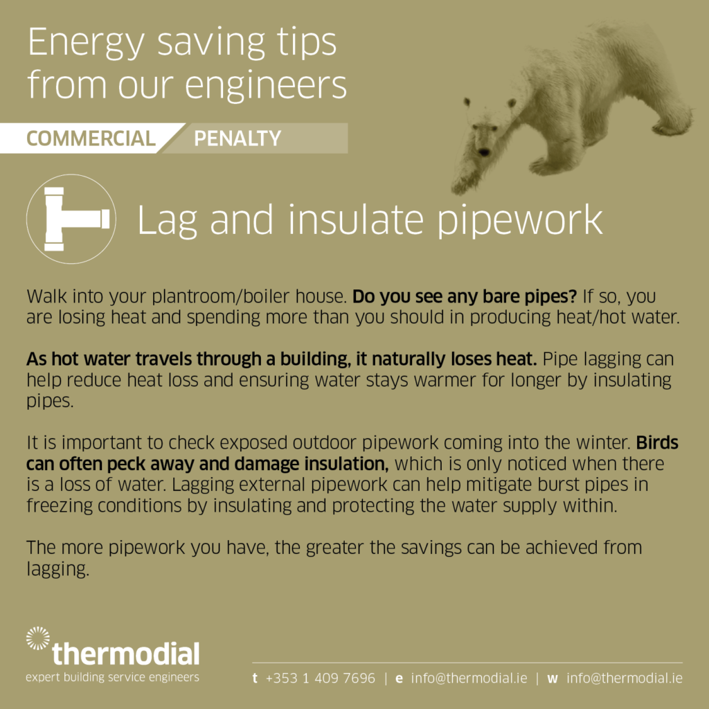 Lag and insulate pipework - Thermodial commercial HVAC energy saving tip, Wednesday