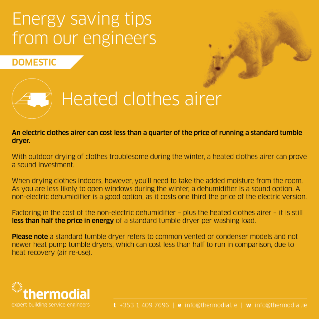 Heated clothes airer - Thermodial domestic HVAC energy saving tip, Thursday